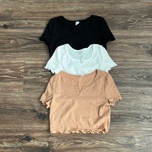 3 Cropped Short Sleeved Shirts